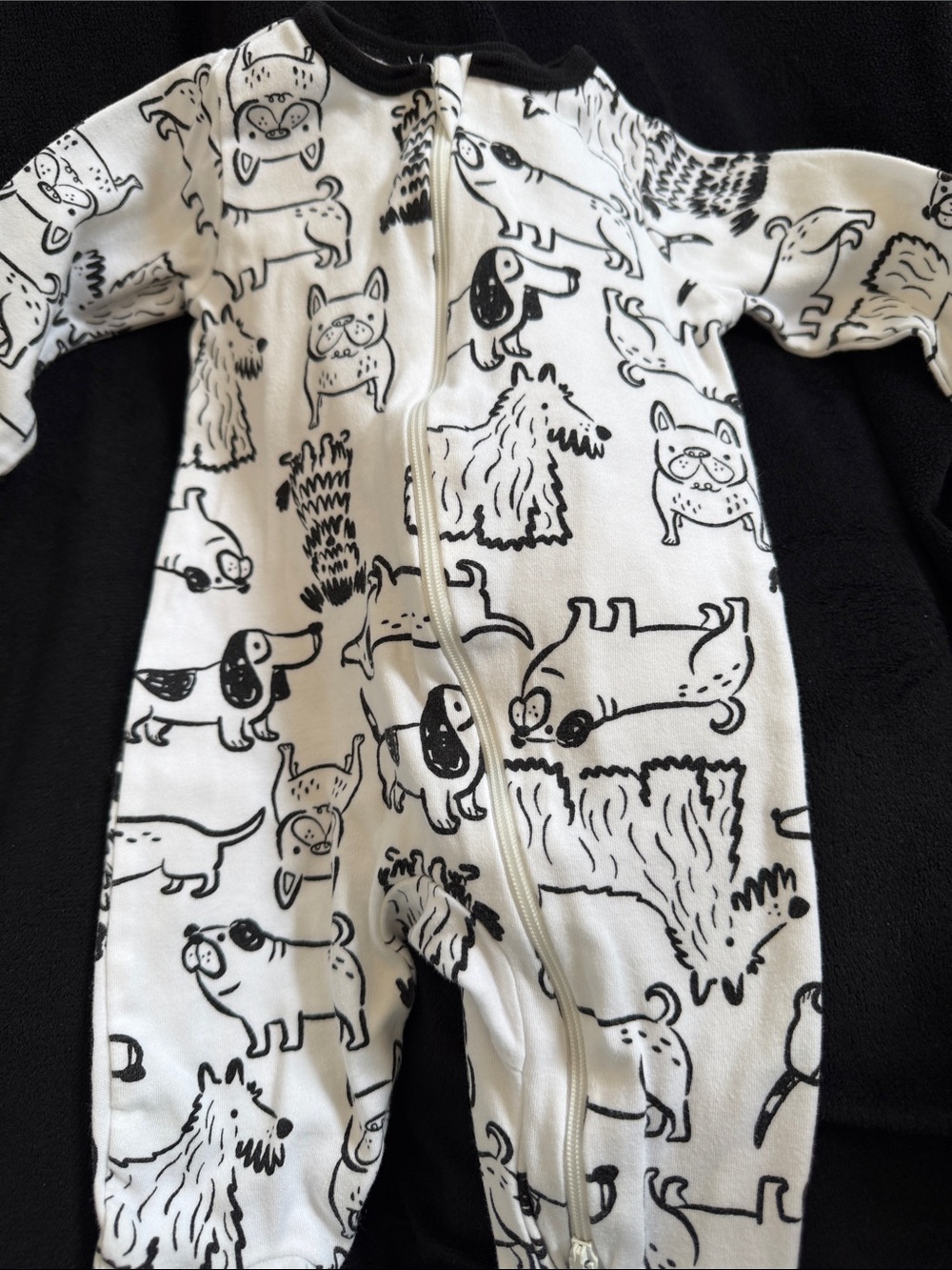 wonder nation White & Black Dog Print Footed One-Piece